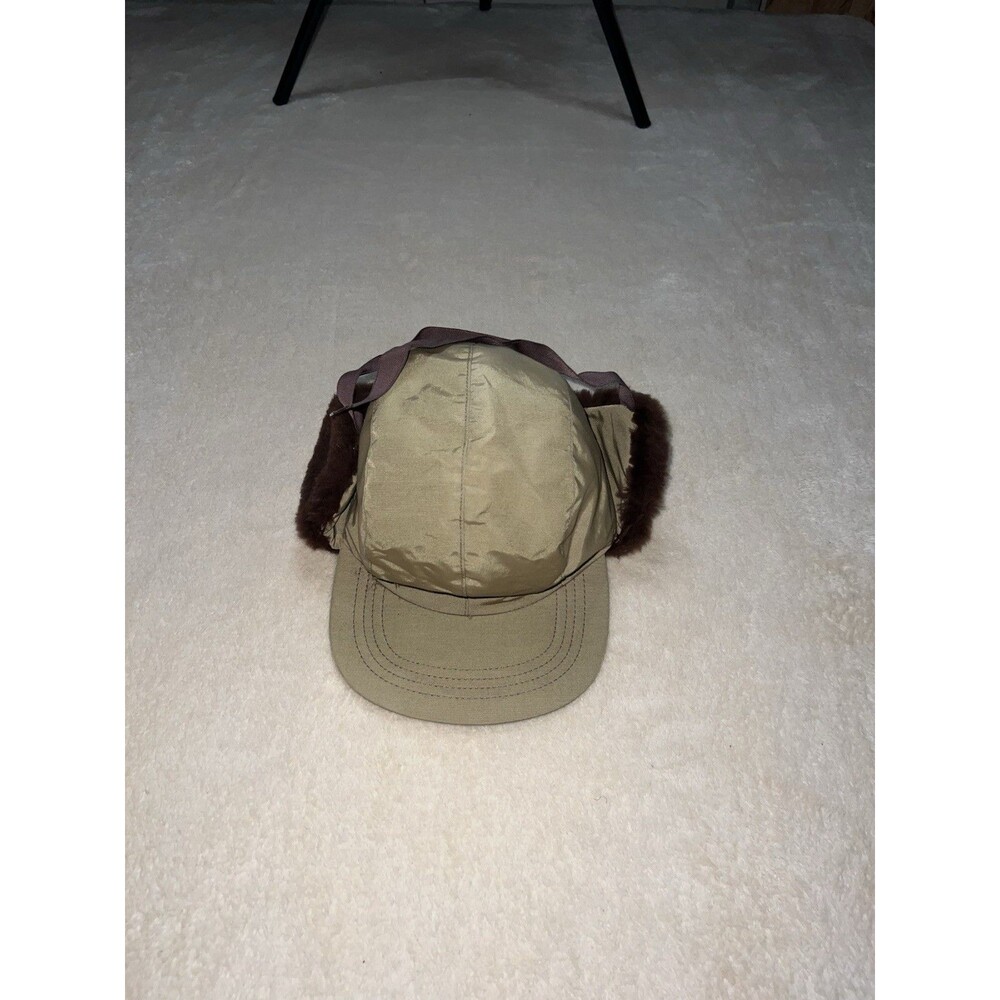 Vintage LL Bean Hunters Hat Quilted Fur Lined w/Ear Flaps Tan Medium USA 80s 70s - Picture 1 of 7